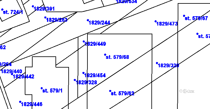 Parcela st. 579/68 v KÚ Boršice u Buchlovic, Katastrální mapa