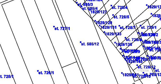 Parcela st. 585/12 v KÚ Boršice u Buchlovic, Katastrální mapa