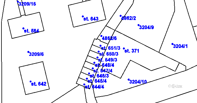 Parcela st. 650/3 v KÚ Boršice u Buchlovic, Katastrální mapa