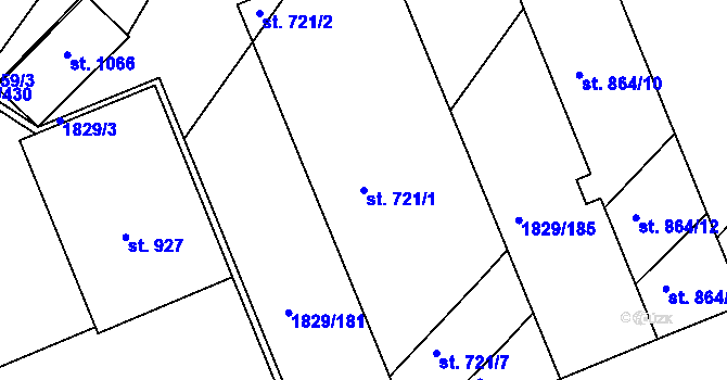 Parcela st. 721/1 v KÚ Boršice u Buchlovic, Katastrální mapa