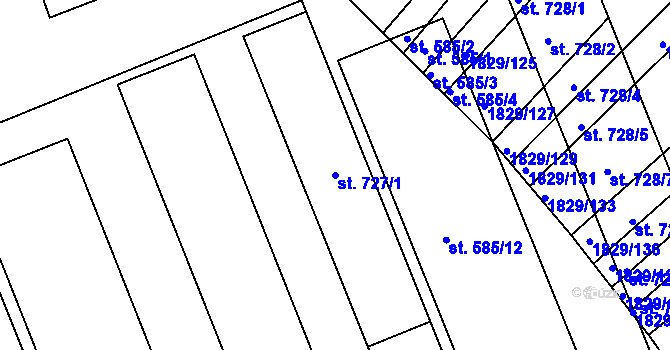Parcela st. 727/1 v KÚ Boršice u Buchlovic, Katastrální mapa
