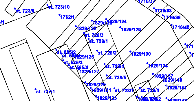 Parcela st. 728/2 v KÚ Boršice u Buchlovic, Katastrální mapa