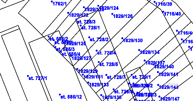 Parcela st. 728/4 v KÚ Boršice u Buchlovic, Katastrální mapa