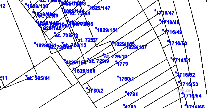 Parcela st. 729/10 v KÚ Boršice u Buchlovic, Katastrální mapa