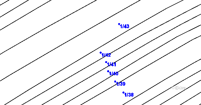 Parcela st. 1/42 v KÚ Boršice u Buchlovic, Katastrální mapa