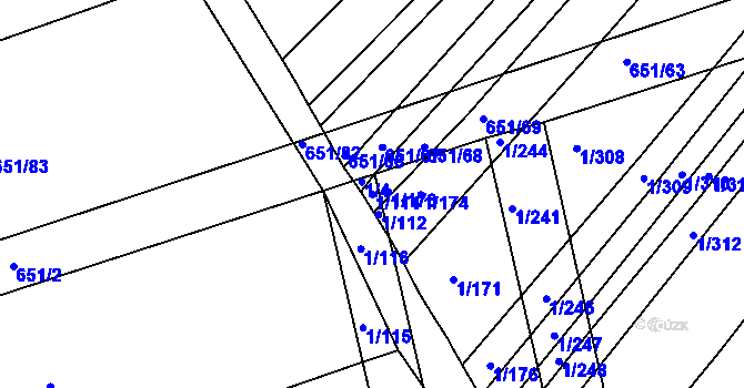 Parcela st. 1/111 v KÚ Boršice u Buchlovic, Katastrální mapa