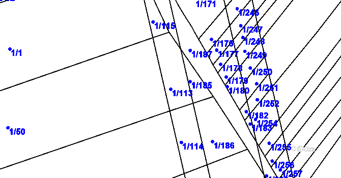 Parcela st. 1/113 v KÚ Boršice u Buchlovic, Katastrální mapa