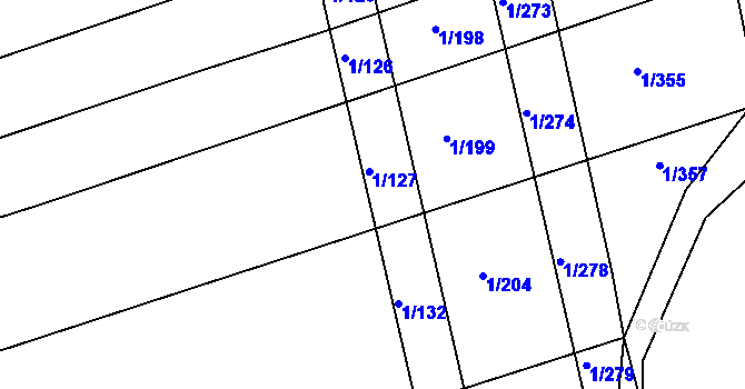 Parcela st. 1/128 v KÚ Boršice u Buchlovic, Katastrální mapa