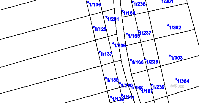Parcela st. 1/137 v KÚ Boršice u Buchlovic, Katastrální mapa
