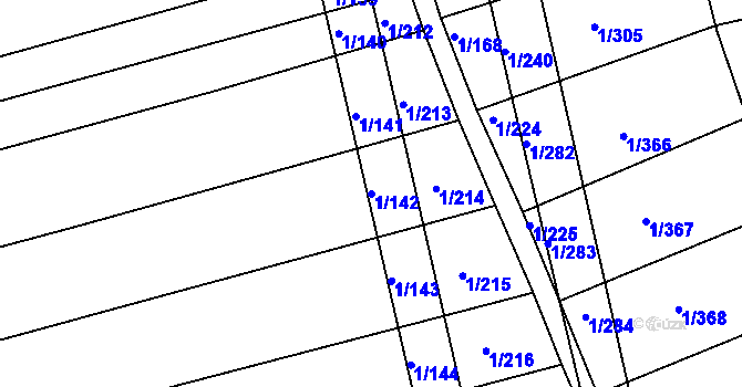 Parcela st. 1/142 v KÚ Boršice u Buchlovic, Katastrální mapa
