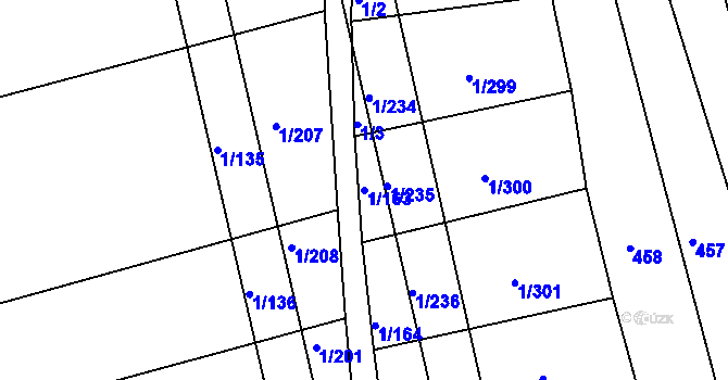 Parcela st. 1/163 v KÚ Boršice u Buchlovic, Katastrální mapa