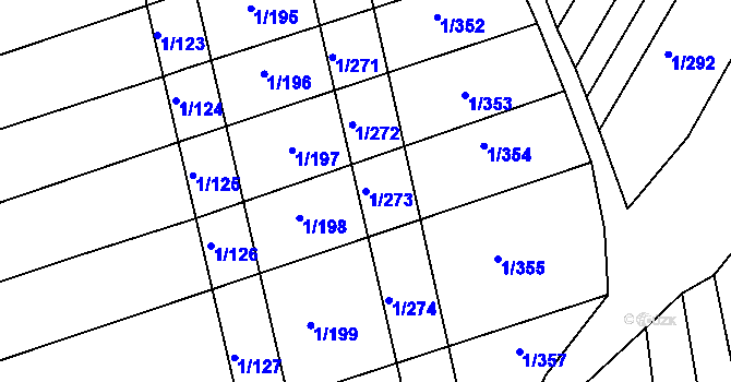 Parcela st. 1/273 v KÚ Boršice u Buchlovic, Katastrální mapa