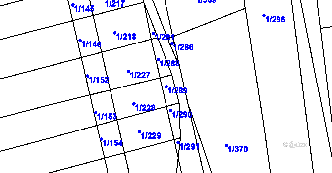 Parcela st. 1/289 v KÚ Boršice u Buchlovic, Katastrální mapa
