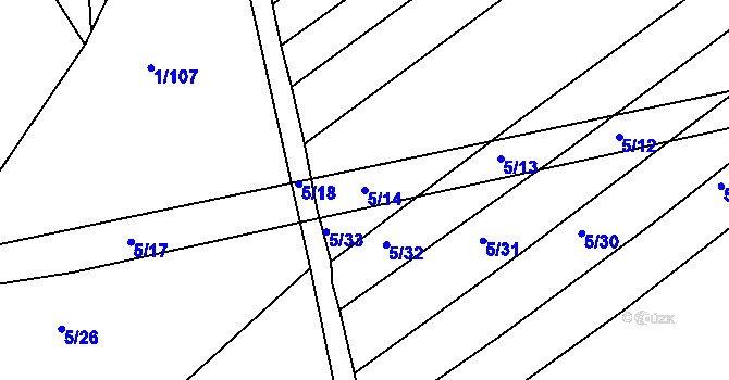 Parcela st. 5/14 v KÚ Boršice u Buchlovic, Katastrální mapa