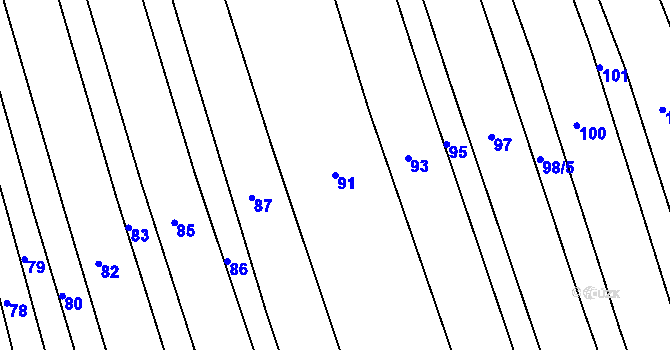 Parcela st. 91 v KÚ Boršice u Buchlovic, Katastrální mapa