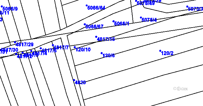 Parcela st. 120/6 v KÚ Boršice u Buchlovic, Katastrální mapa