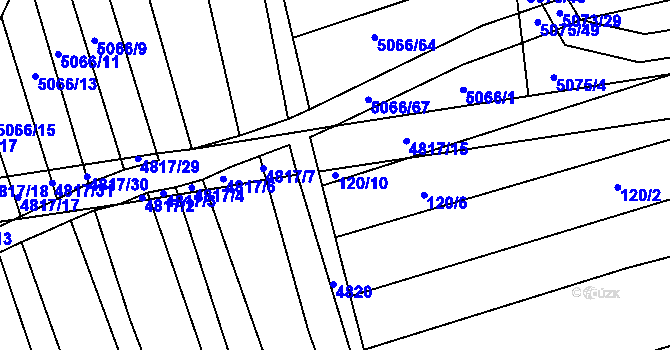 Parcela st. 120/10 v KÚ Boršice u Buchlovic, Katastrální mapa