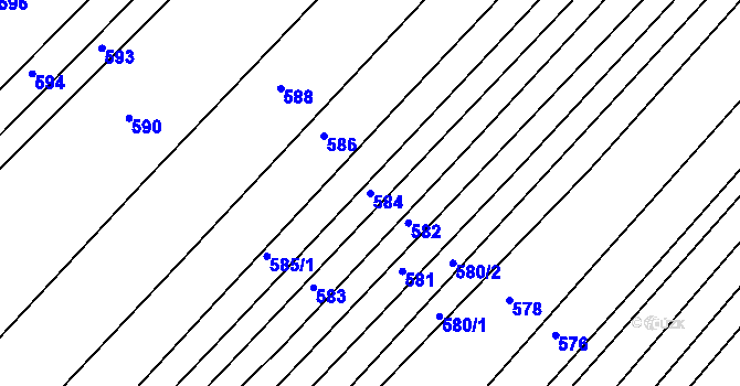 Parcela st. 584 v KÚ Boršice u Buchlovic, Katastrální mapa