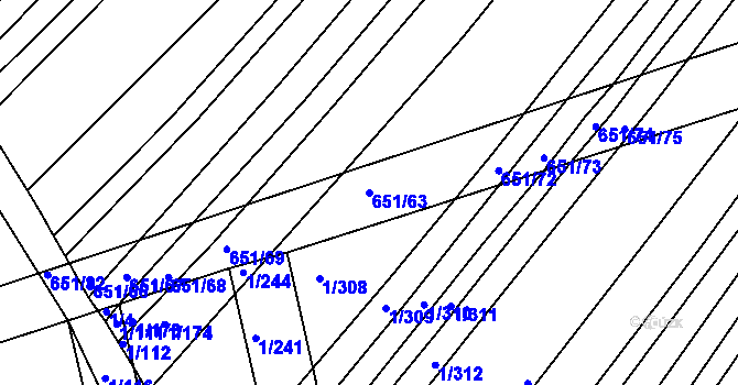 Parcela st. 651/63 v KÚ Boršice u Buchlovic, Katastrální mapa