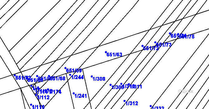 Parcela st. 651/64 v KÚ Boršice u Buchlovic, Katastrální mapa
