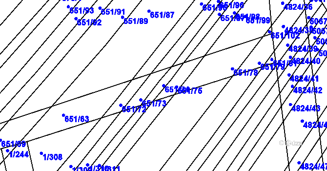 Parcela st. 651/74 v KÚ Boršice u Buchlovic, Katastrální mapa