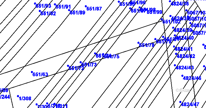 Parcela st. 651/75 v KÚ Boršice u Buchlovic, Katastrální mapa