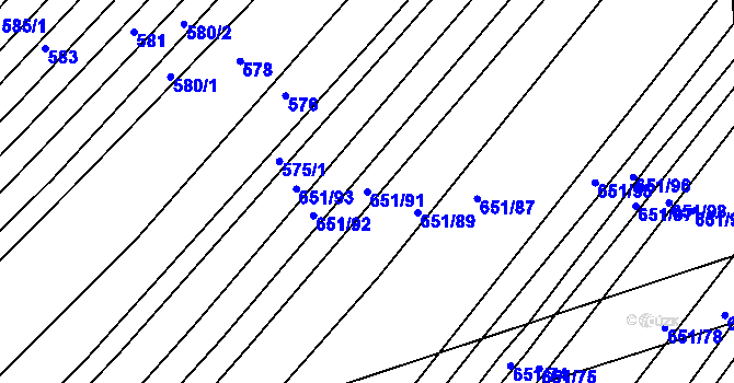Parcela st. 651/91 v KÚ Boršice u Buchlovic, Katastrální mapa