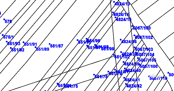 Parcela st. 651/97 v KÚ Boršice u Buchlovic, Katastrální mapa