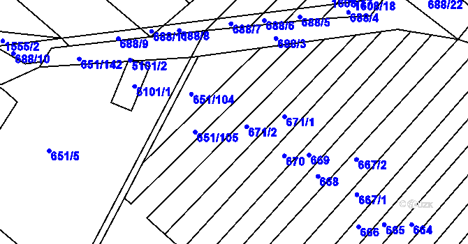 Parcela st. 651/106 v KÚ Boršice u Buchlovic, Katastrální mapa