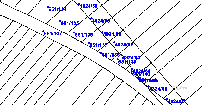 Parcela st. 651/138 v KÚ Boršice u Buchlovic, Katastrální mapa