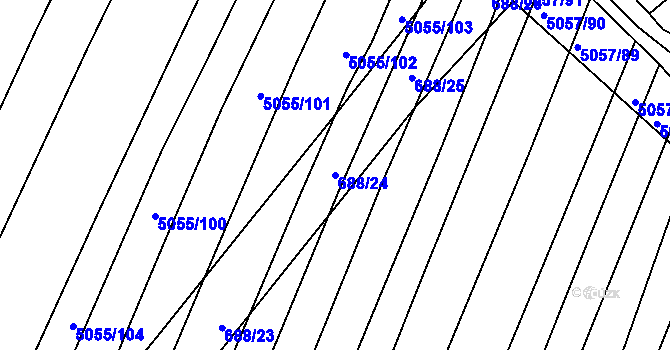Parcela st. 688/24 v KÚ Boršice u Buchlovic, Katastrální mapa