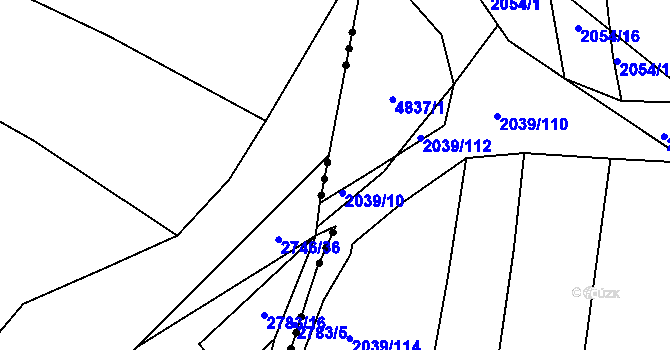Parcela st. 2039/12 v KÚ Boršice u Buchlovic, Katastrální mapa