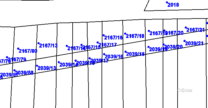 Parcela st. 2039/16 v KÚ Boršice u Buchlovic, Katastrální mapa