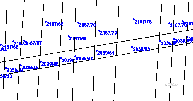 Parcela st. 2039/51 v KÚ Boršice u Buchlovic, Katastrální mapa