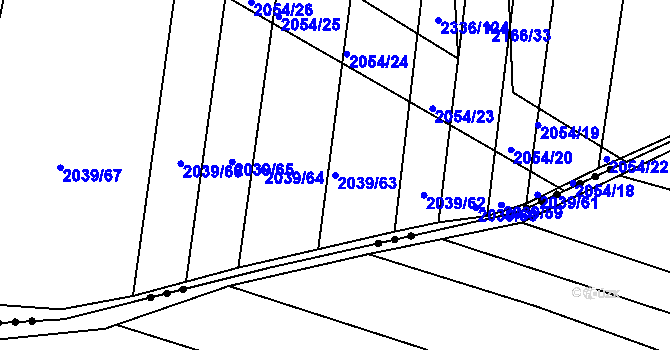 Parcela st. 2039/63 v KÚ Boršice u Buchlovic, Katastrální mapa