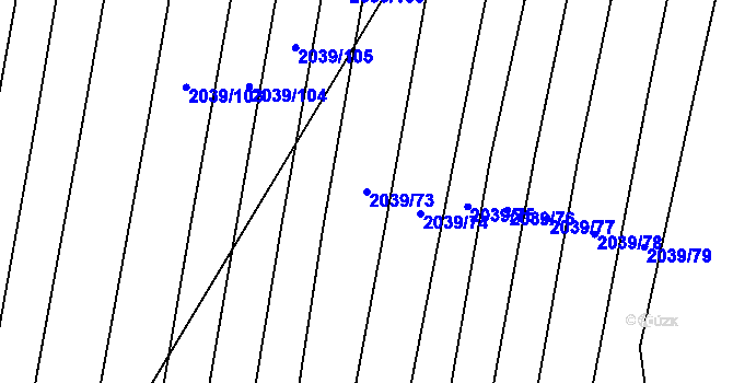 Parcela st. 2039/73 v KÚ Boršice u Buchlovic, Katastrální mapa