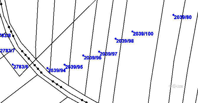Parcela st. 2039/97 v KÚ Boršice u Buchlovic, Katastrální mapa
