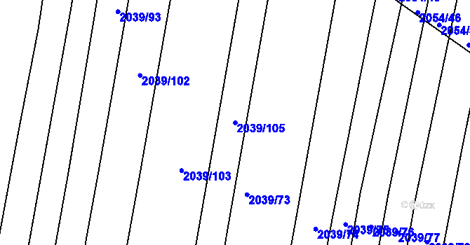 Parcela st. 2039/105 v KÚ Boršice u Buchlovic, Katastrální mapa