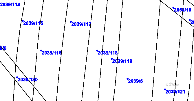 Parcela st. 2039/118 v KÚ Boršice u Buchlovic, Katastrální mapa
