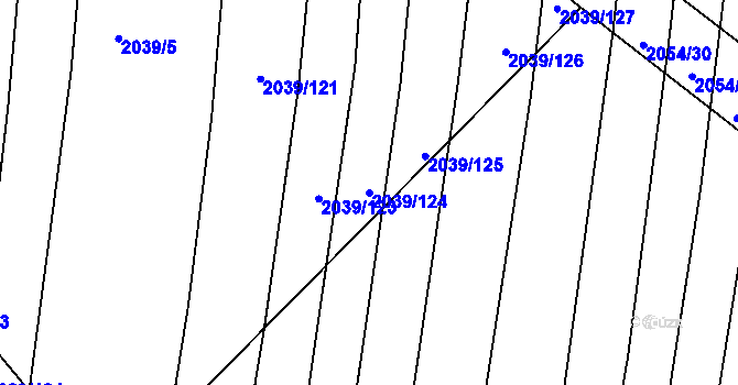 Parcela st. 2039/124 v KÚ Boršice u Buchlovic, Katastrální mapa