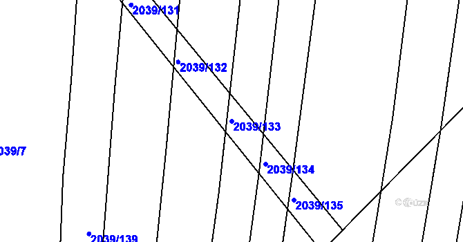 Parcela st. 2039/133 v KÚ Boršice u Buchlovic, Katastrální mapa