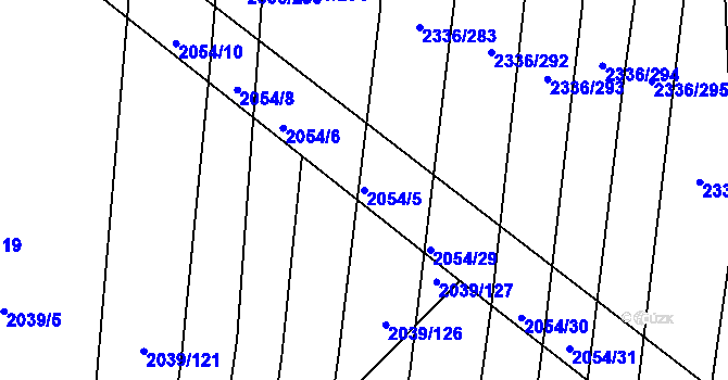 Parcela st. 2054/5 v KÚ Boršice u Buchlovic, Katastrální mapa