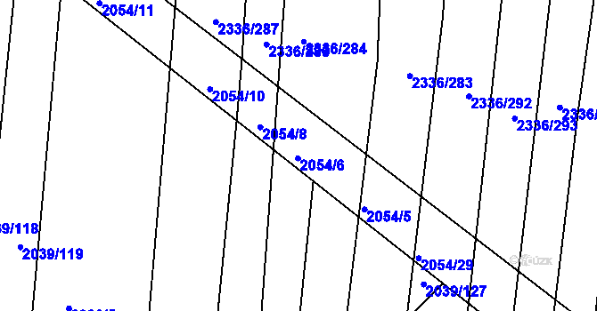 Parcela st. 2054/7 v KÚ Boršice u Buchlovic, Katastrální mapa