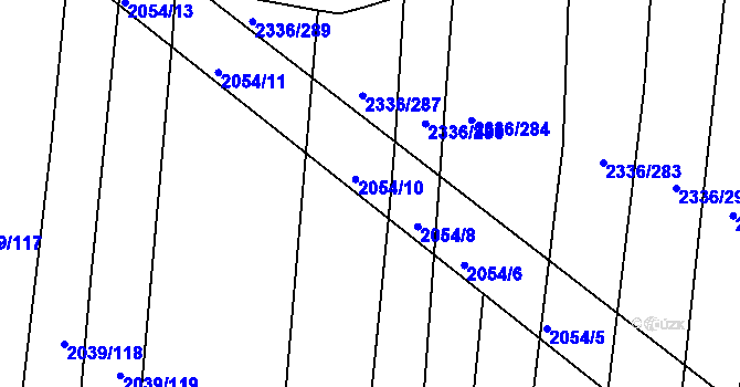 Parcela st. 2054/9 v KÚ Boršice u Buchlovic, Katastrální mapa