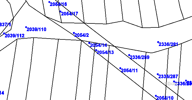 Parcela st. 2054/13 v KÚ Boršice u Buchlovic, Katastrální mapa