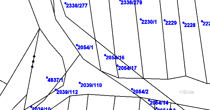 Parcela st. 2054/16 v KÚ Boršice u Buchlovic, Katastrální mapa