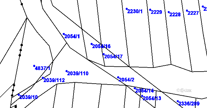 Parcela st. 2054/17 v KÚ Boršice u Buchlovic, Katastrální mapa