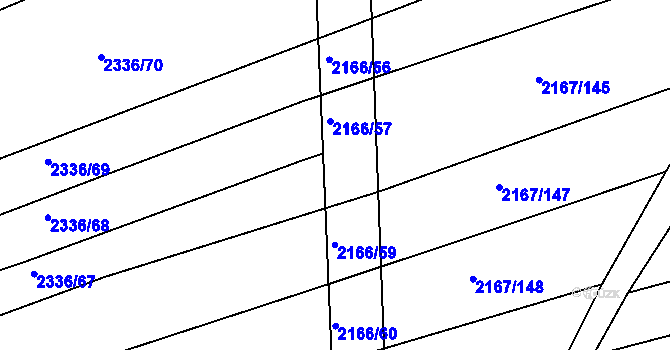 Parcela st. 2166/58 v KÚ Boršice u Buchlovic, Katastrální mapa