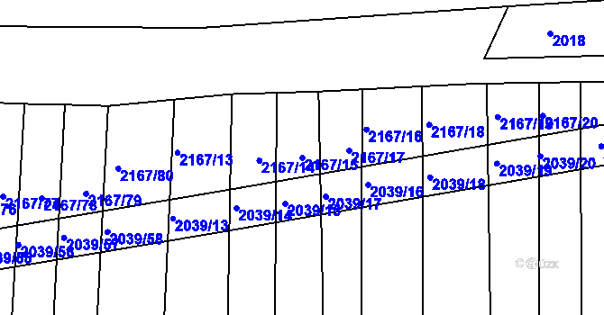 Parcela st. 2167/15 v KÚ Boršice u Buchlovic, Katastrální mapa