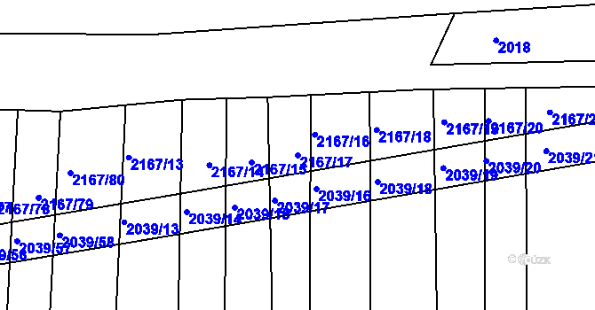 Parcela st. 2167/17 v KÚ Boršice u Buchlovic, Katastrální mapa